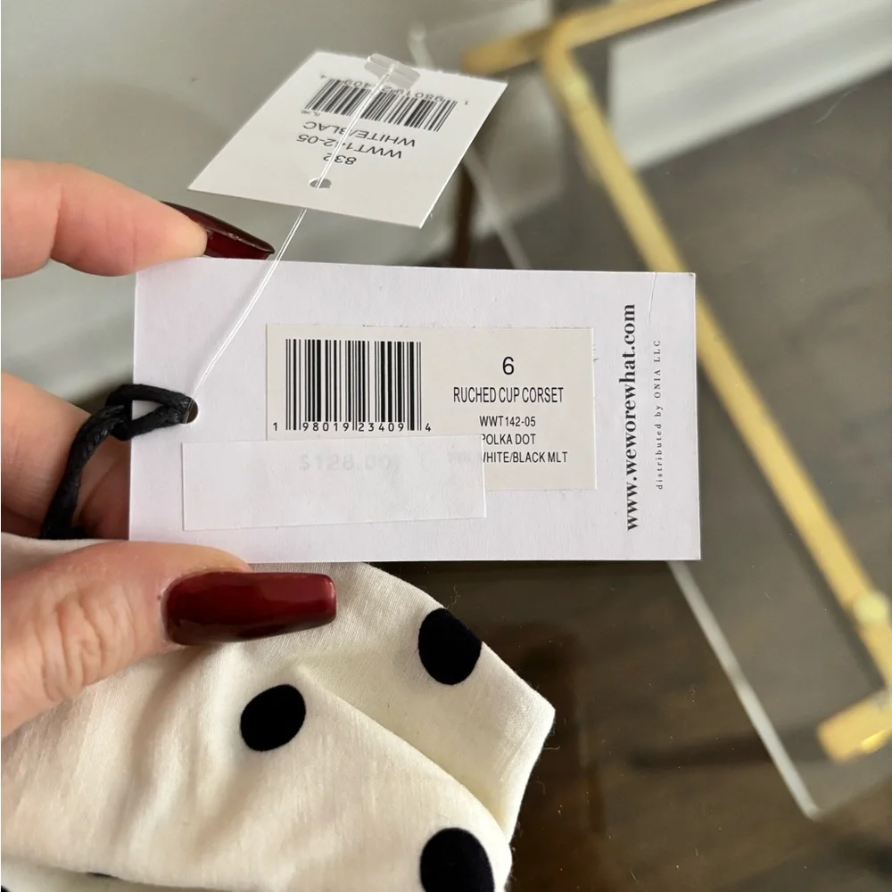 NWT WEWOREWHAT Polka Dot Ruched Cup Corset Bustier Top - Picture 7 of 8